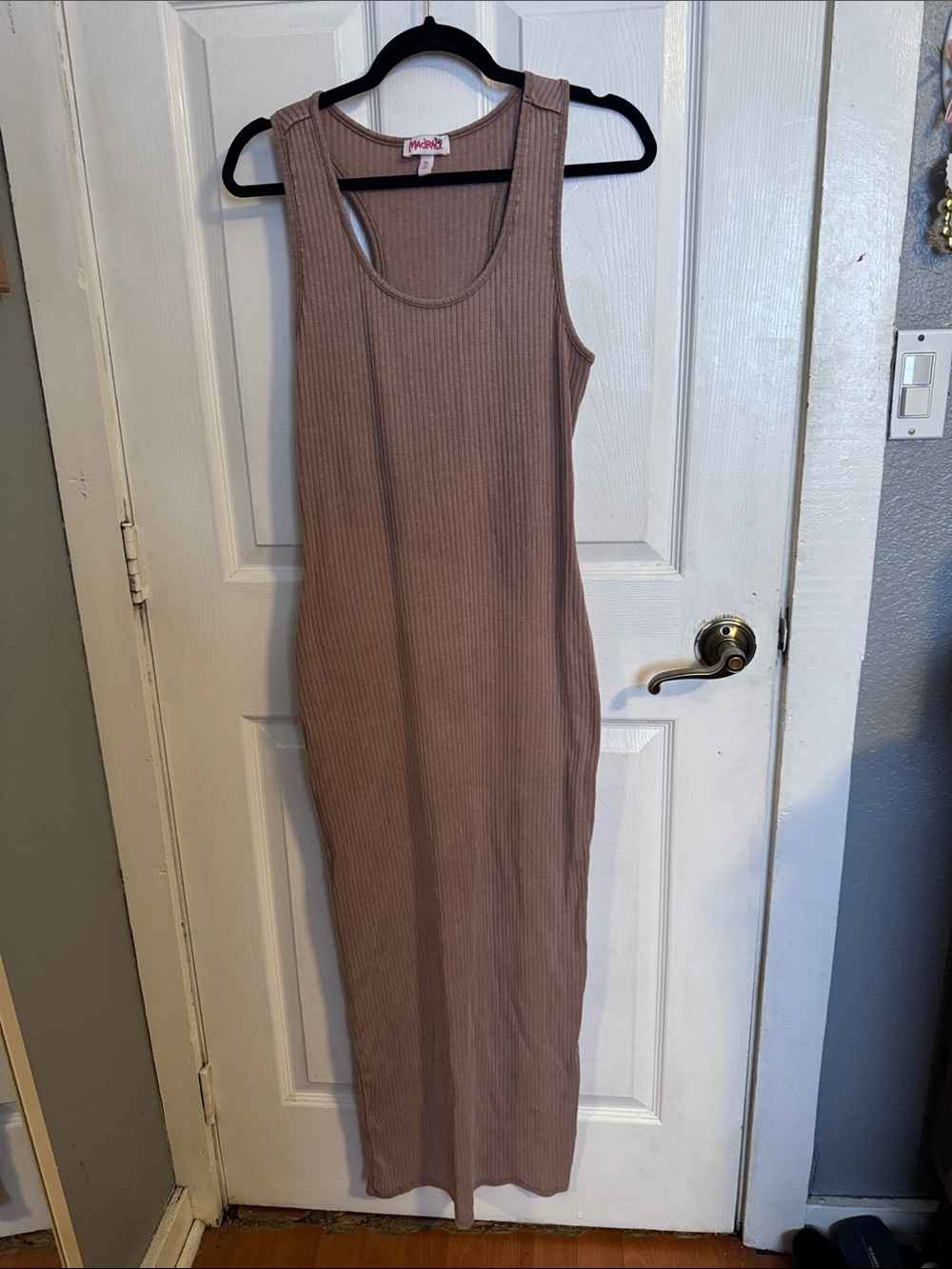 MadragRibbed Maxi Tank Dress in Mauve